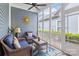 Relaxing screened porch with comfortable seating and a ceiling fan at 21812 Chapel Way # 20, Cornelius, NC 28031