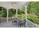 Inviting covered deck with comfortable seating and a serene view of the landscaped yard at 545 Dilworth Mews Ct, Charlotte, NC 28203