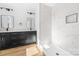Bathroom featuring double vanity and walk-in shower with sleek, modern finishes at 600 Legrand St, Shelby, NC 28150
