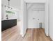 A laundry room features shelving above the washer/dryer hookups at 600 Legrand St, Shelby, NC 28150