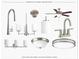 Display of brushed nickel hardware standards includes faucets, lighting, and a ceiling fan at 6217 Rockwell W Blvd, Charlotte, NC 28269