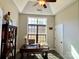 Bright office with tray ceiling, ceiling fan and built in shelves at 1021 Mccollum Oaks Ln, Monroe, NC 28110