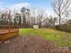 Large backyard with a wooden deck, outbuilding, mature trees, and plenty of open space at 1125 Twin Lakes Rd, Rock Hill, SC 29732
