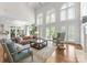 Bright living room with vaulted ceiling, french doors, and comfortable seating at 12014 James Jack Ln, Charlotte, NC 28277