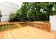 Spacious wood deck overlooking the backyard with mature trees and grass at 1922 Hamorton Pl, Charlotte, NC 28205