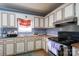 Kitchen with painted cabinets, laminate countertops, and appliances, showcasing a functional cooking space at 214 Harrel St, Salisbury, NC 28144