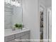 Bathroom featuring a gray vanity with a white countertop and stainless steel faucet at 276 Gilead Rd, Huntersville, NC 28078