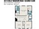 Second-floor floor plan featuring a primary bedroom with a walk-in closet, two additional bedrooms, and two bathrooms at 3614 Dolly Madison Rd, Charlotte, NC 28208