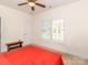 Bright bedroom features a ceiling fan, window with blinds, and neutral carpet at 3816 Sonoma Way, Monroe, NC 28110