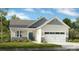 Charming single-story home showcasing a two-car garage, stone accents, neutral siding, and a well-manicured lawn at 411 Sunharvest Ln, Indian Trail, NC 28079