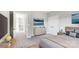 Stylish bedroom with a view to a hallway, neutral color palette, a dresser, and modern décor at 522 Fern Hill Rd # 17, Mooresville, NC 28117