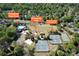 Aerial view of Prosperity Park's amenities, including the pool, tennis courts, playground, and open green space at 6210 Skyline Dr, Charlotte, NC 28269