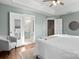 Comfortable main bedroom leading to the ensuite bathroom and walk in closet at 6210 Skyline Dr, Charlotte, NC 28269