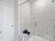 Bathroom shower with built in bench and glass doors at 722 Herlong Ave, Rock Hill, SC 29732