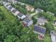 An aerial shot showcases a residential neighborhood with well-maintained lawns and tree-lined streets at 1017 Chalk Hill Ln, Charlotte, NC 28214