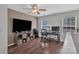 Bright office space with a large television, desk, and decorative cube storage, perfect for work or entertainment at 1017 Chalk Hill Ln, Charlotte, NC 28214