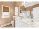 Bright bathroom featuring double vanity, a window, and a shower and tub combo at 2966 Huckleberry Hill Dr, Fort Mill, SC 29715