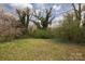 Spacious, grassy backyard with mature trees and natural landscaping at 326 Mountain View St, Gastonia, NC 28052