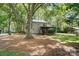 Enjoy the expansive backyard featuring a patio, screened porch, and mature trees providing shade and a serene outdoor space at 4124 Woodfox Dr, Charlotte, NC 28277