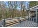 Back screened porch with gray painted deck and view of wooded backyard at 7214 Benita Dr, Charlotte, NC 28212