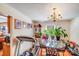 Cozy dining area with chandelier, glass table, and natural light at 7619 Woodknoll Dr, Charlotte, NC 28217