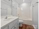 Bathroom featuring a white vanity with a sink, toilet and shower/tub combo with chrome fixtures at 2082 Egret Ct, Rock Hill, SC 29732