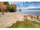 Enjoy the sandy beach with steps leading to the water, perfect for lakeside relaxation and recreation at 1119 Palmyra Dr, Tega Cay, SC 29708