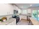 Well-lit kitchen featuring white cabinets, granite countertops, and stainless steel appliances at 11216 Cardinal Creek Ave, Charlotte, NC 28215
