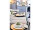 Stylishly decorated dining table, set with plates, charger, silverware and artichoke decorations at 120 Keats Aly, Cramerton, NC 28032