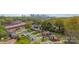 Panoramic aerial view of a residential neighborhood with the city skyline in the distance at 1400 Russell Ave, Charlotte, NC 28216