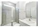Modern bathroom featuring a glass-enclosed shower, tiled walls, and a sleek vanity with a sink at 1449 Ardmore Dr # 241, Sherrills Ford, NC 28673