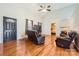 Comfortable living room with hardwood floors, vaulted ceilings, and modern furniture at 1852 Bon Rea Dr, Rock Hill, SC 29730