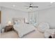 A bright bedroom with French doors, neutral decor, and white beanbag chairs at 19117 Davidson Concord Rd, Davidson, NC 28036