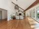 Spacious living room with high ceilings and wood beams at 3301 Mountainbrook Rd, Charlotte, NC 28210