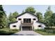 Exterior of a modern two-story barn style home with black trim, an overhead balcony, and an attached garage at 3A Riverlane Rd, Rock Hill, SC 29730