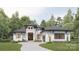 Beautiful front exterior of bright modern home with black trim, lush landscaping, and a two-car garage at 3A Riverlane Rd, Rock Hill, SC 29730