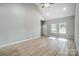 Bright living room featuring hardwood floors, recessed lighting, and a modern ceiling fan at 437 Cedar Grove Rd, Clover, SC 29710