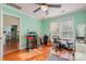 Office/Living Room with hardwood floors, bar, music equipment, and large windows with natural light at 4501 Brandie Glen Rd, Charlotte, NC 28269