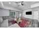 Finished basement with an entertainment area, featuring a large sectional sofa at 463 Lake Wylie Rd, Belmont, NC 28012