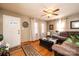 Bright living room with ample natural light, featuring hardwood floors and a decorative front door at 129 38Th St, Hickory, NC 28601