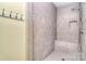 Tiled shower offers a built-in bench and convenient niche for toiletries at 2010 Creekwood Dr, York, SC 29745