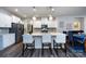 Bright kitchen featuring white cabinets, stainless steel appliances, pendant lighting, and a gray wood floor at 3100 Cheyney Park Dr, Charlotte, NC 28269