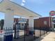 Vintage Heath Springs Gulf gas station with orange gas pumps, signage, and a canopy roof at 325 East St, Heath Springs, SC 29058
