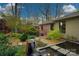 Picturesque backyard featuring a zen water feature surrounded by beautiful landscaping at 4313 Kingswood Rd, Charlotte, NC 28226