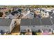 Aerial view of townhomes with fenced patios and well-maintained landscaping at 12124 Red Rust Ln, Charlotte, NC 28277