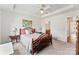 Cozy bedroom with trey ceiling, ceiling fan and en suite bathroom at 12124 Red Rust Ln, Charlotte, NC 28277