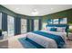 Bedroom features a bed with blue accents and large windows at 447 Willow Pond Ln, Hiddenite, NC 28636