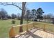 Well-crafted wood porch overlooking the generous backyard with plenty of space for activities at 1018 Union St, Maiden, NC 28650