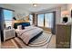 Comfortable bedroom featuring large windows, stylish decor, and a serene ambiance at 1041 Northend Dr # 33, Charlotte, NC 28206