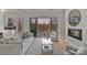 Cozy living room with fireplace and sliding glass doors opens to an outdoor patio with serene views at 1132 Meander Ln, Waxhaw, NC 28173